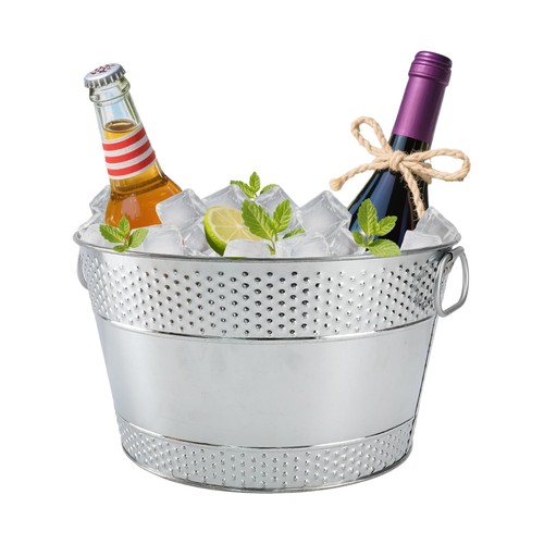 Metal ice bucket galvanized - metal,