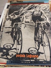 Manifesto poster pubblicitario Coppi Bartali biciclette Legnano epoca 1950s