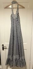 Abito lungo vintage David Butler by PRESSLER Maxi Halter scollo a pois stile
