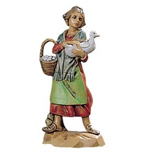 Statuine presepe Pastorella con uova e oca in braccio Categoria 6,5cm Fontanini 