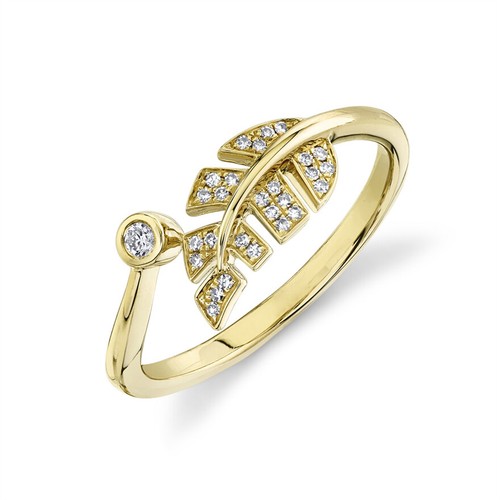 Diamante anello foglia - anello, oro
