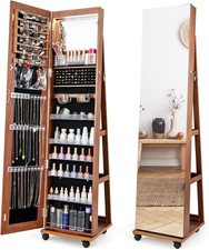 Armadio Portagioie Con Ruote, Armadietto Portagioielli Con Specchio a Luci 3 Col