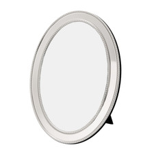 Chic Cornice Portafoto Ovale in Metallo Nichelato 4x6 con Design a Punti 3D di Happ...