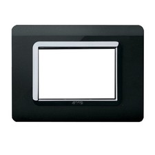 AVE 44PY03NA  Placca Ave tecnopolimero Sistema 44 nero assoluto cornice cromata