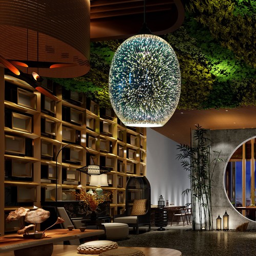 Lampadario led vetro - lampadario, 3d