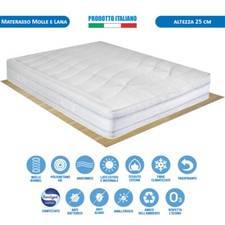 Materasso rigido a molle e lana 160x190 ortopedico estate/inverno H25 fino 260kg