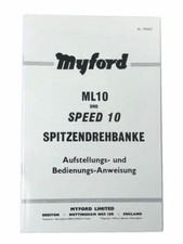 Manuale uso e ricambi tornio originale Myford ML10 e Speed 10 in tedesco