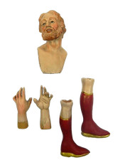 Pastore Componibile Dipinto in Terracotta Cm 20/25 Re Mulatto Testa Mani e Piedi