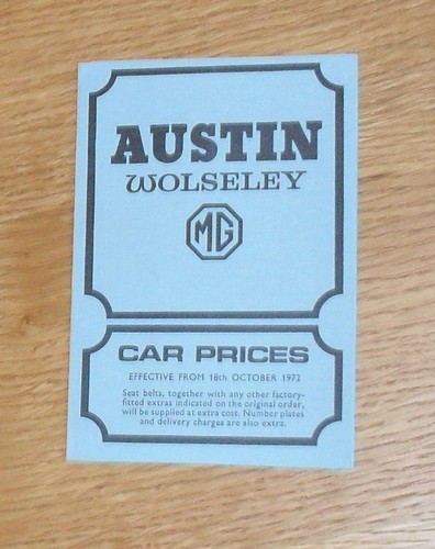 Listino prezzi austin wolseley - listino,