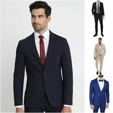 Abito Uomo 54 56 58 Drop 4 Blu Vestito elegante Completo Taglie Forti Sartoriale