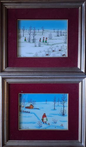 Coppia quadri naif - , invernali