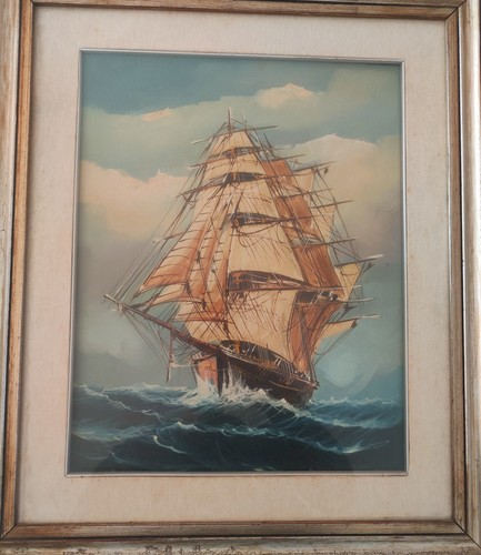 Quadro olio tela veliero - su, "veliero"