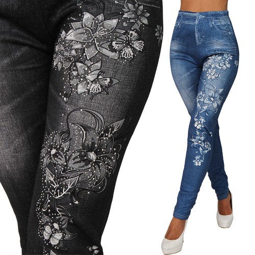 Leggings fiori termici vita