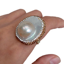 Anello Pavè Cristallo Perla