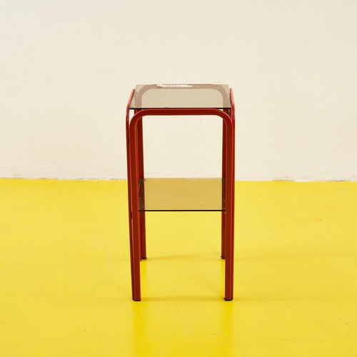 Tavolino metallo rosso con - tavolino,