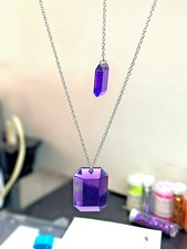 Collana e Orecchini In Argento con doppio  Ciondolo In Resina.