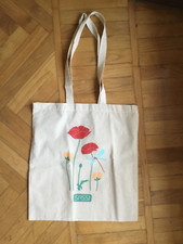 SHOPPER BAG BORSA TELA 100% COTONE SASSI EDITORE BIANCA FIORI