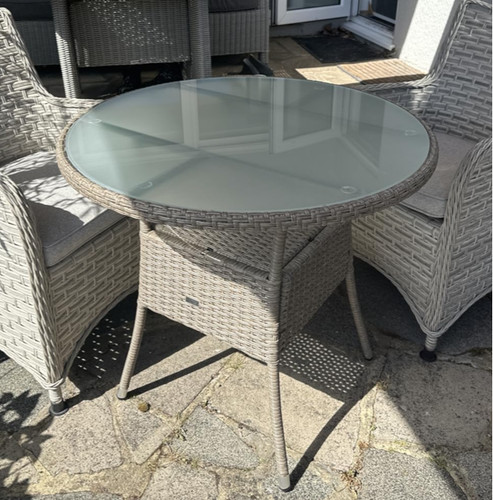Round rattan dining - rattan, table