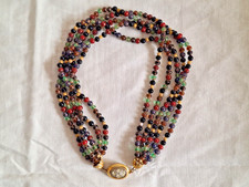 anni ’80 Vintage Collana in perle di Vetro colorate a cinque fili