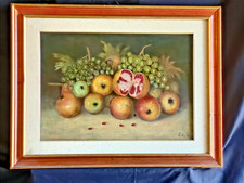 Quadro olio su tela Natura Morta Frutta firmato Latte cornice 65×50 cm