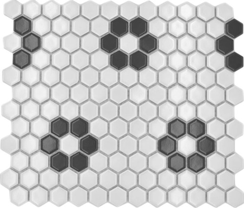 Mosaico esagonale bianco nero - bianco,