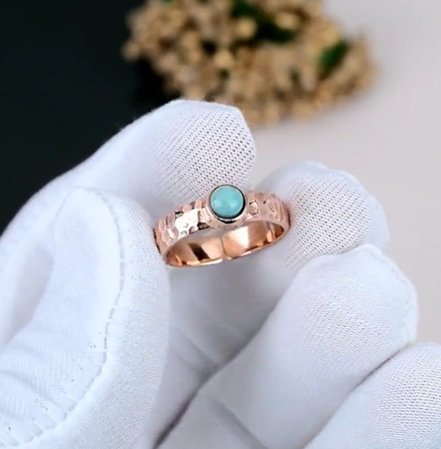 Anello rame turchese con - in,