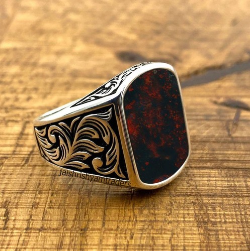 Anello uomo pietra sangue - anello,