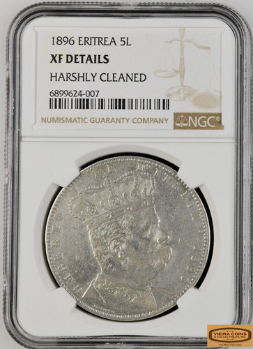 1896 eritrea lire ngc - 5, xf