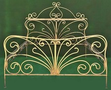 ANTICO LETTO MATRIMONIALE IN FERRO PIENO BATTUTO A MANO - ITALIA 1° META' XX SEC