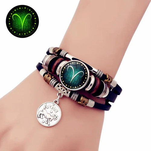 Bracciale zodiaco pelle - zodiaco, cielo