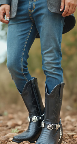 Stivali uomo biker - catena, neri