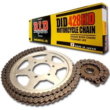Kit catena DID acciaio 428HD clip per Kawasaki KE 125 A K1 anno 1981