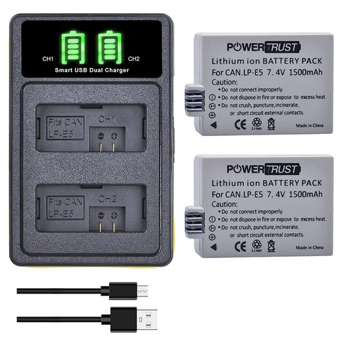 Powertrust 2pcs batteria - 2pcs, lp-e5
