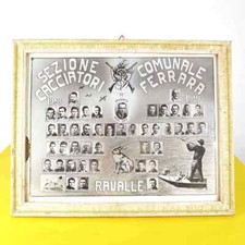 quadro stampa vintage sezione cacciatori ferrara 1949
