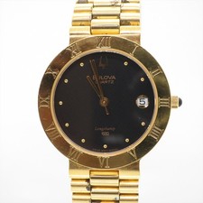 Orologio Uomo Bulova Longchamp 9090301 Usato Vintage 10 Micron Cassa GP Quadrante Nero