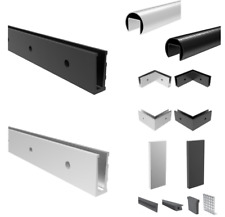 Ganzglasgeländer Alluminio Anodizzato U-Vorgesetzt Profilo Vetro Corrimano Nero