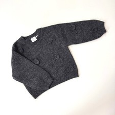 Maglione Zara bambino ragazza accogliente grigio antracite scuro con accenti fiocco taglia 5 110 cm