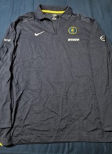 Polo Nike F.C.INTER blu maniche lunghe colletto chiusura a zip. Scritte Ricamate