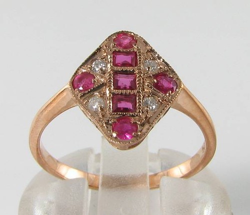 9ct oro rosa - rosa, rubino