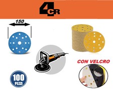 4CR - 100 DISCHI ABRASIVI PER LEVIGATRICE - ⌀ 150mm - 15 FORI - CON VELCRO