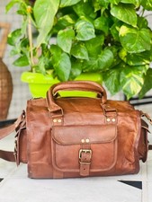 13 " Pelle Borsa Palestra Viaggio Bagaglio Borsone Weekend per la Notte Vintage