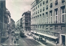 r235 cartolina milano citta' via manzoni tram