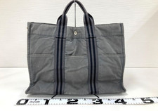 Borsa tote HERMES Fourre Tout MM tela nera grigia