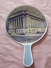 VINTAGE 1930S OLD CARS GREENWICH SAVINGS BANK PAPER HAND FAN 