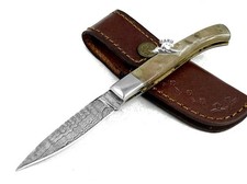 COLTELLO ARTFIANALE PIEGHEVOLE “TIPO PATTADA” IN ACCIAIO DAMASCO DA CACCIA CORNO