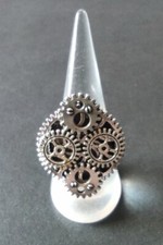 ? Anello steampunk regolabile handmade base bronzo ingranaggi color argento ⚙