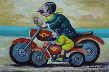 OLIO SU TELA SALVO LOMBARDO "PADRE E FIGLIO" TOP QUALITY