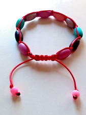 Shamballa decina rosario braccialetto ovali in legno macramè  regalo uomo donna