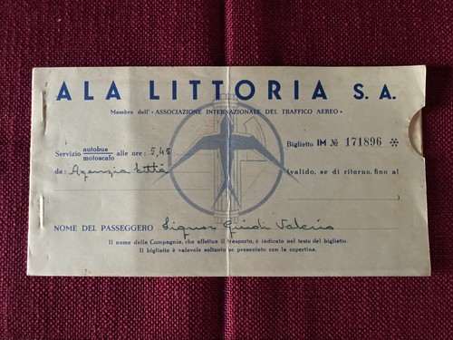 Biglietto aereo ala littoria - biglietto,