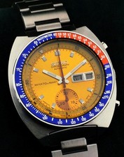 Seiko Pogue Pepsi Cronografo Automatico 6139 6002 Water 70M Resist Quadrante Giallo